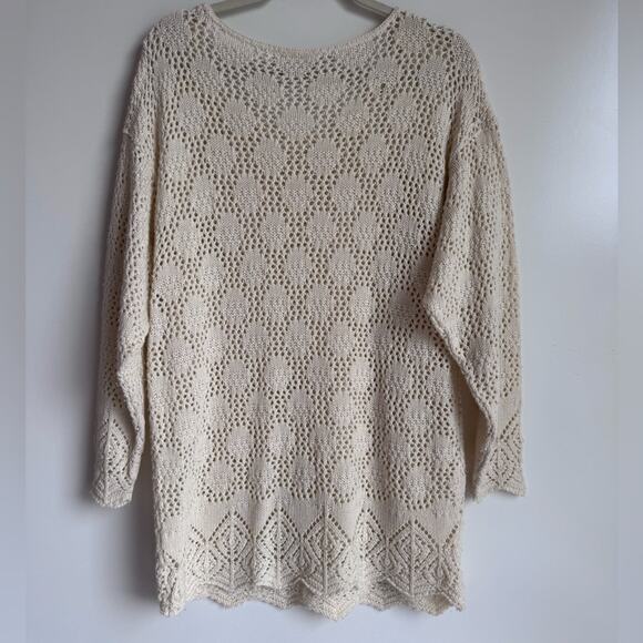 Adrian Jordan 1X Cream Vintage Sweater Knit‎ Handmade Open Stitch loose fit 90s - Picture 4 of 9